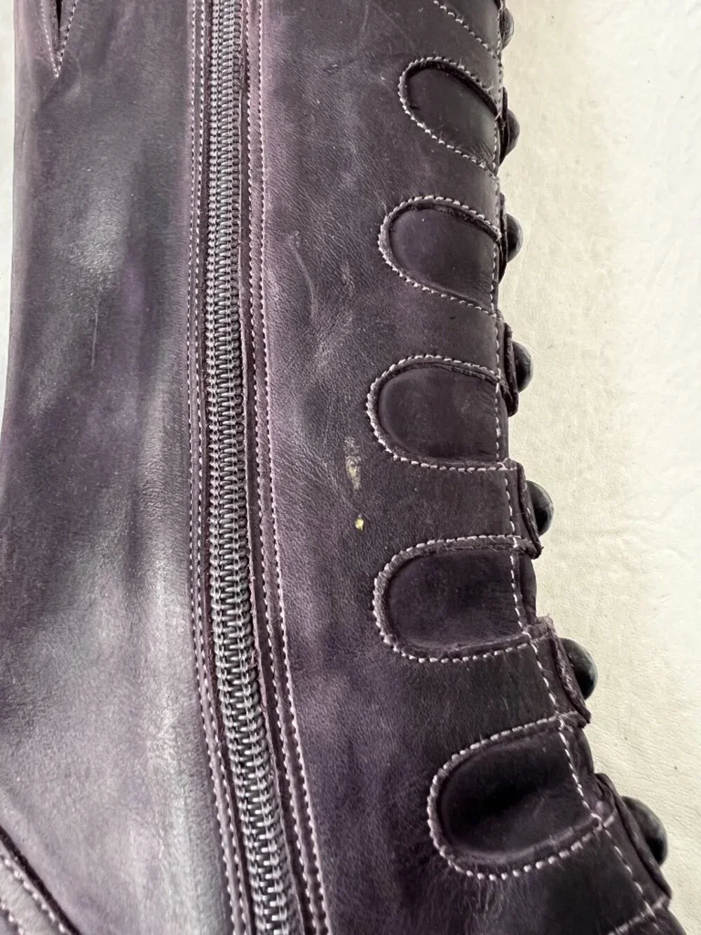 Neosens boots Rococo 799 purple leather button high heel 41 mid calf retro - Picture 12 of 14